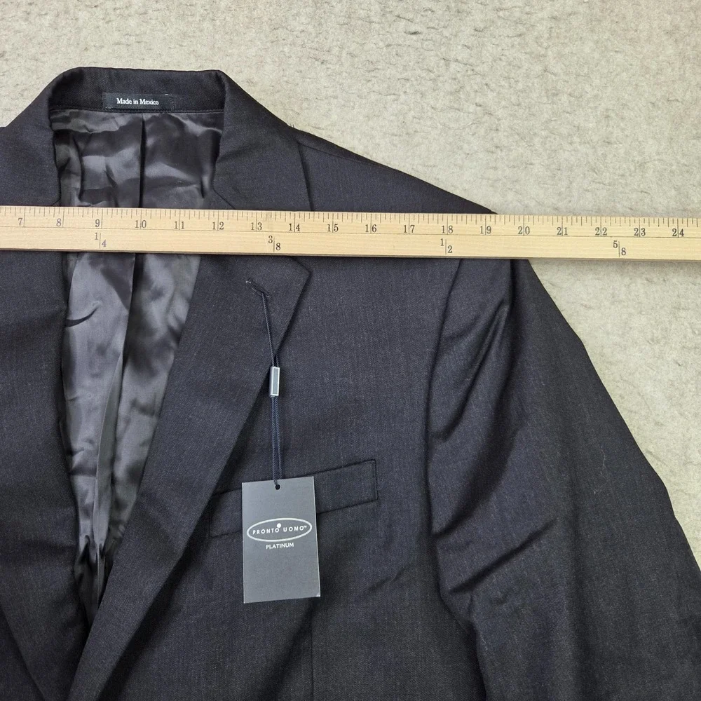 Pronto Uomo Platinum Blazer 100% Wool Mens 44 Long Gray 2 Button Double Vent NEW